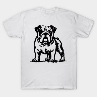 Stick figure bulldog in black ink T-Shirt